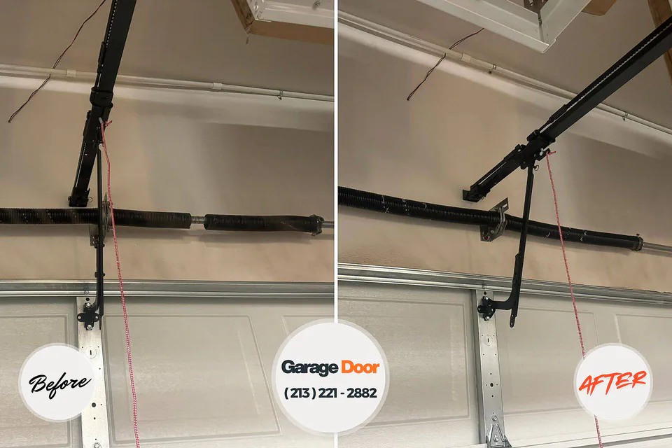 Before and after: garage door repair Lawrenceville, GA